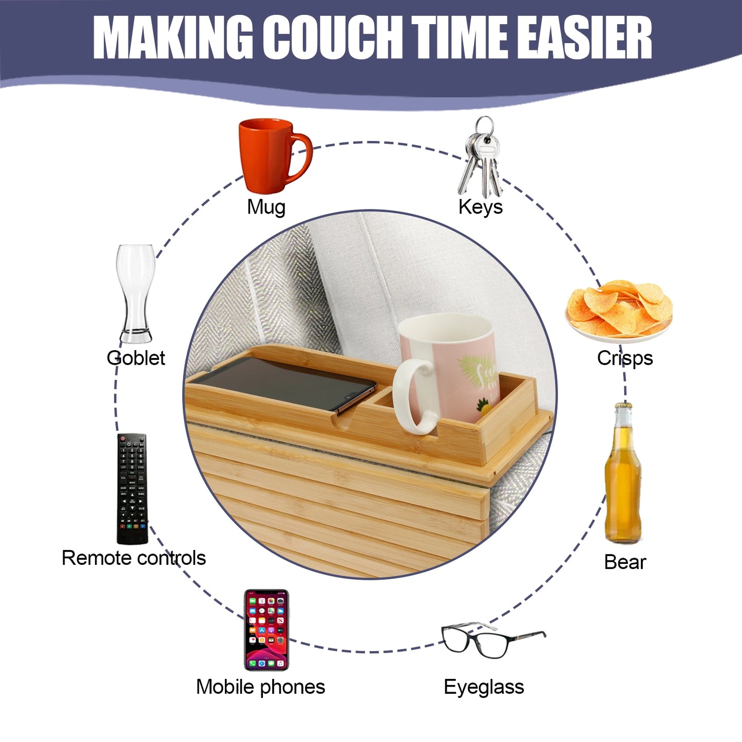 Bamboo Sofa Arm Tray